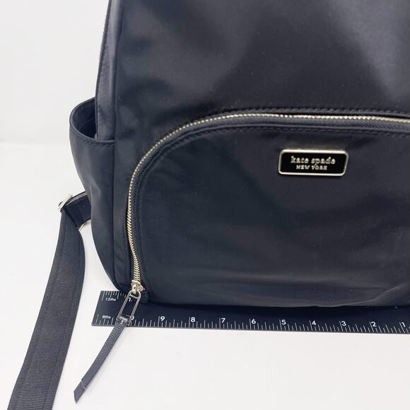 Kate Spade Black Dawn Backpack Nylon Zip Closure Front Pocket Waterbottle Slip - Picture 7 of 13